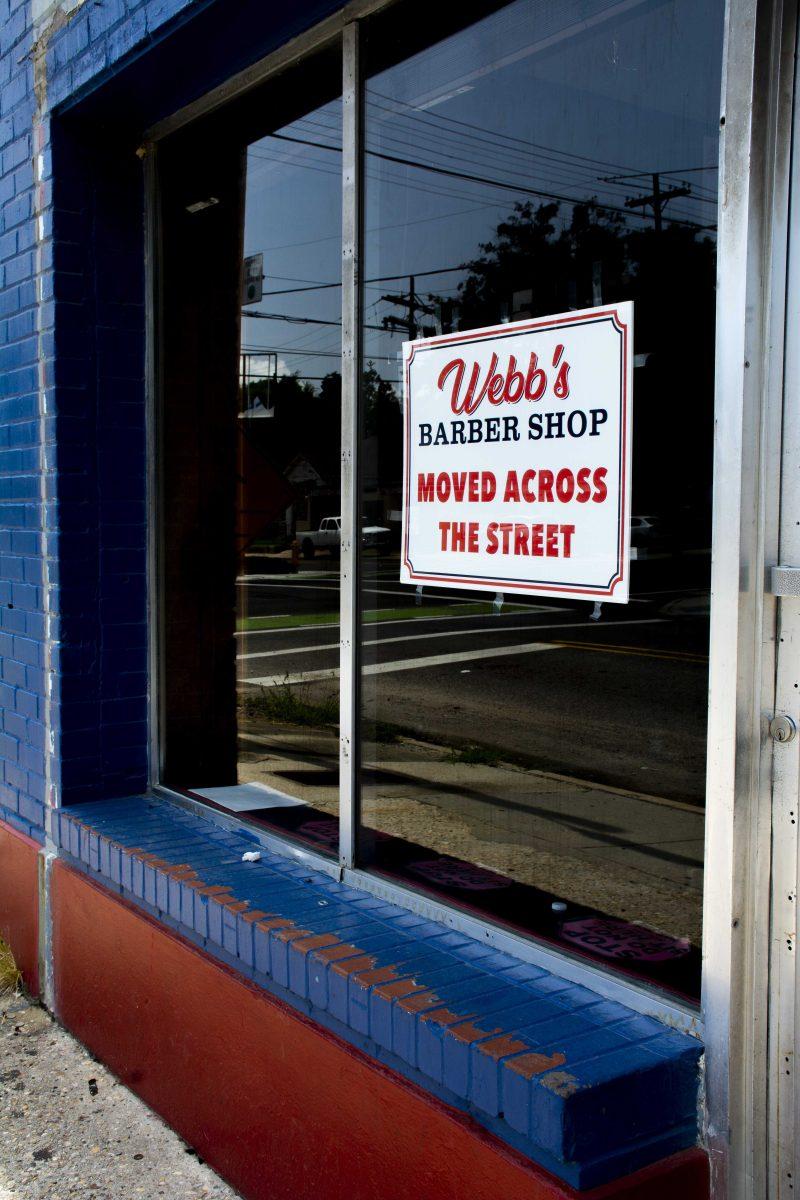 The old location of Webb&#8217;s Barber Shop sits on Friday, Aug. 20, 2021, at Eddie Robinson Sr Dr.