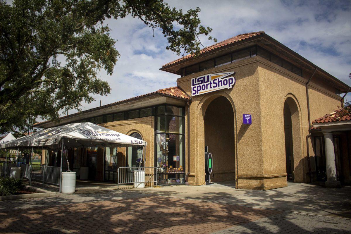 The SportShop sits under a cloudy day on Wednesday, Sept. 15, 2021, on LSU's campus.