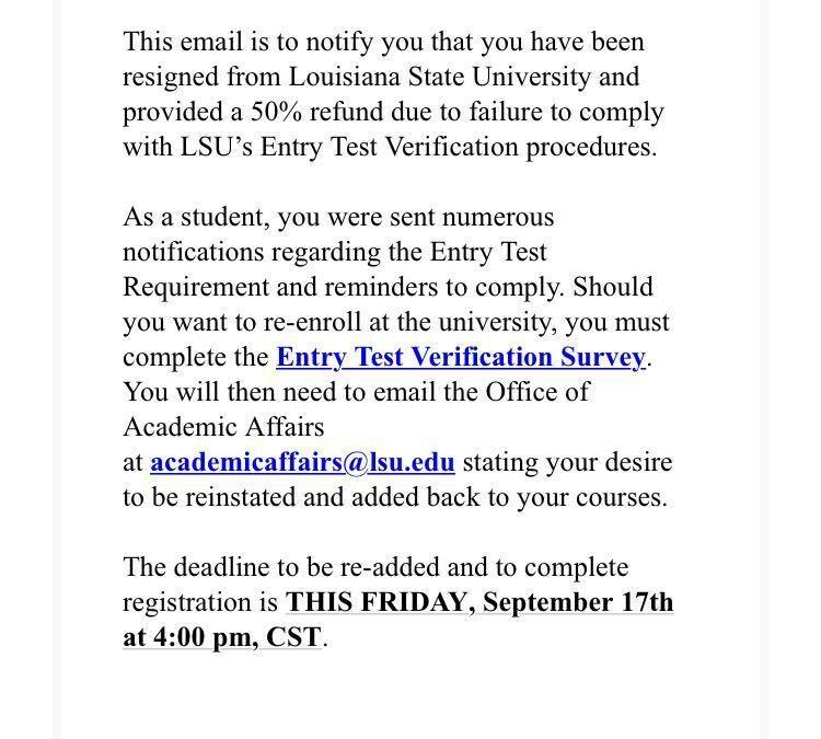 Email sent to 27 students on 9/17/2021 for non compliance with COVID entry procedures.&#160;