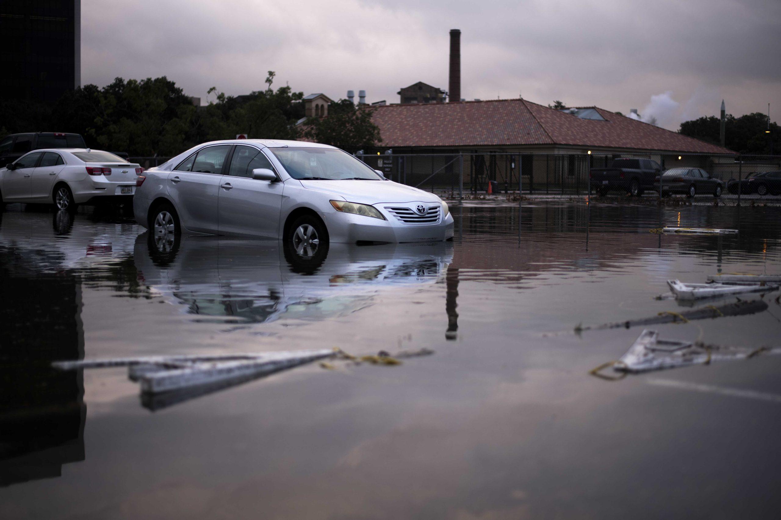 PHOTOS: Flooding from Tropical Depression Nicholas causes distress for students parked on campus