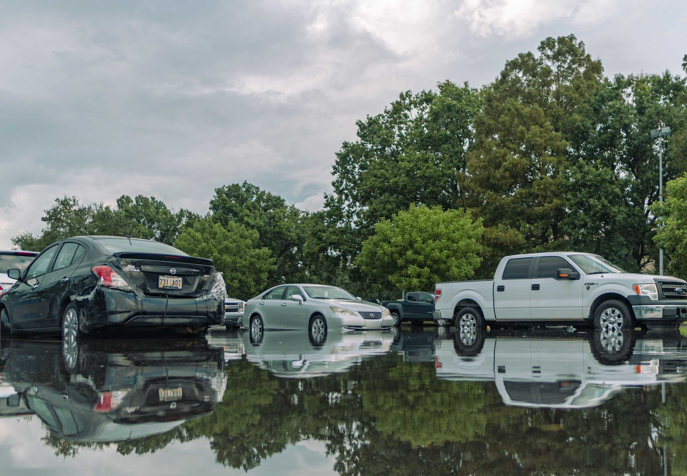 PHOTOS: Flooding from Tropical Depression Nicholas causes distress for students parked on campus