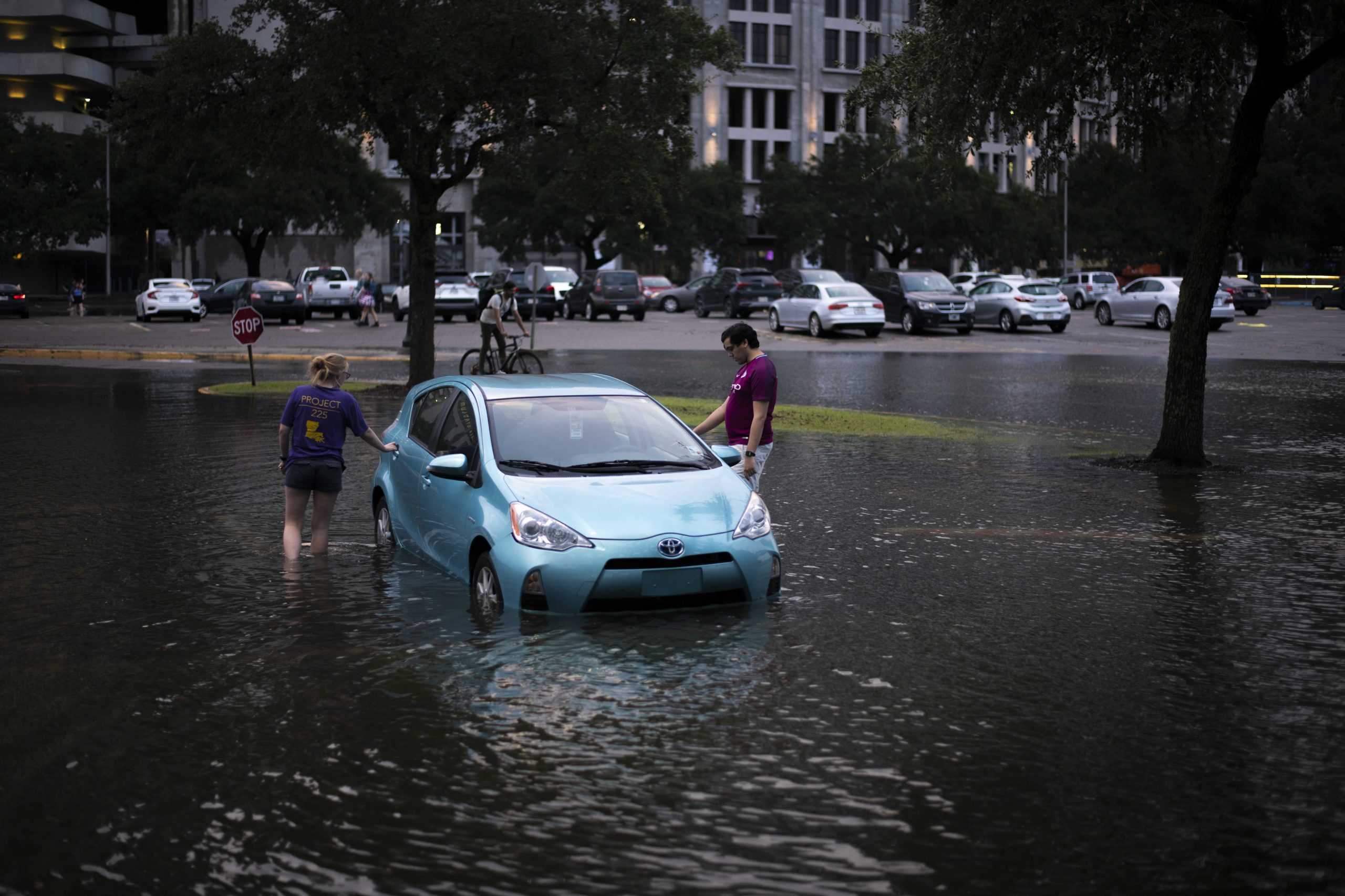 PHOTOS: Flooding from Tropical Depression Nicholas causes distress for students parked on campus