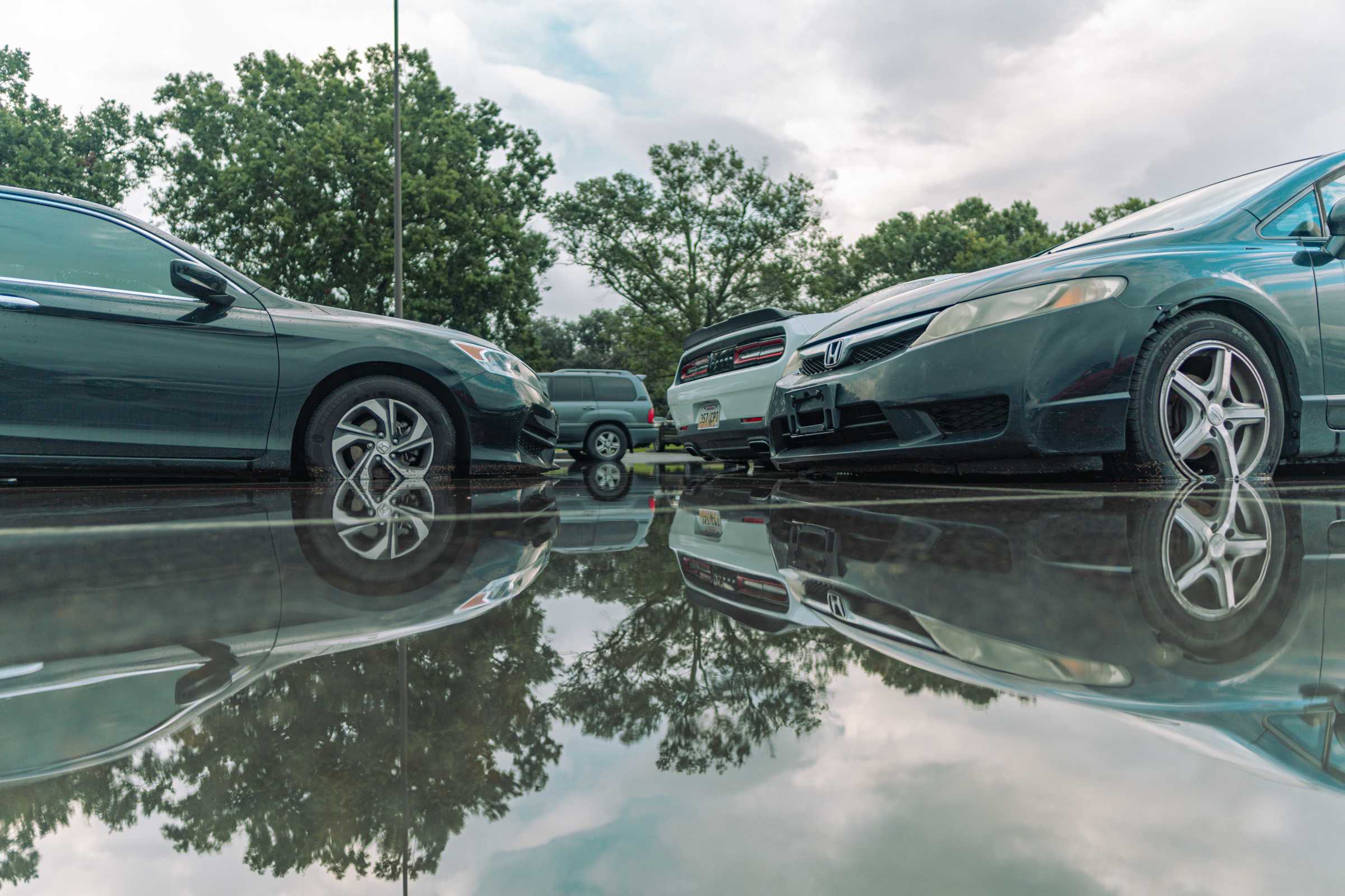 PHOTOS: Flooding from Tropical Depression Nicholas causes distress for students parked on campus