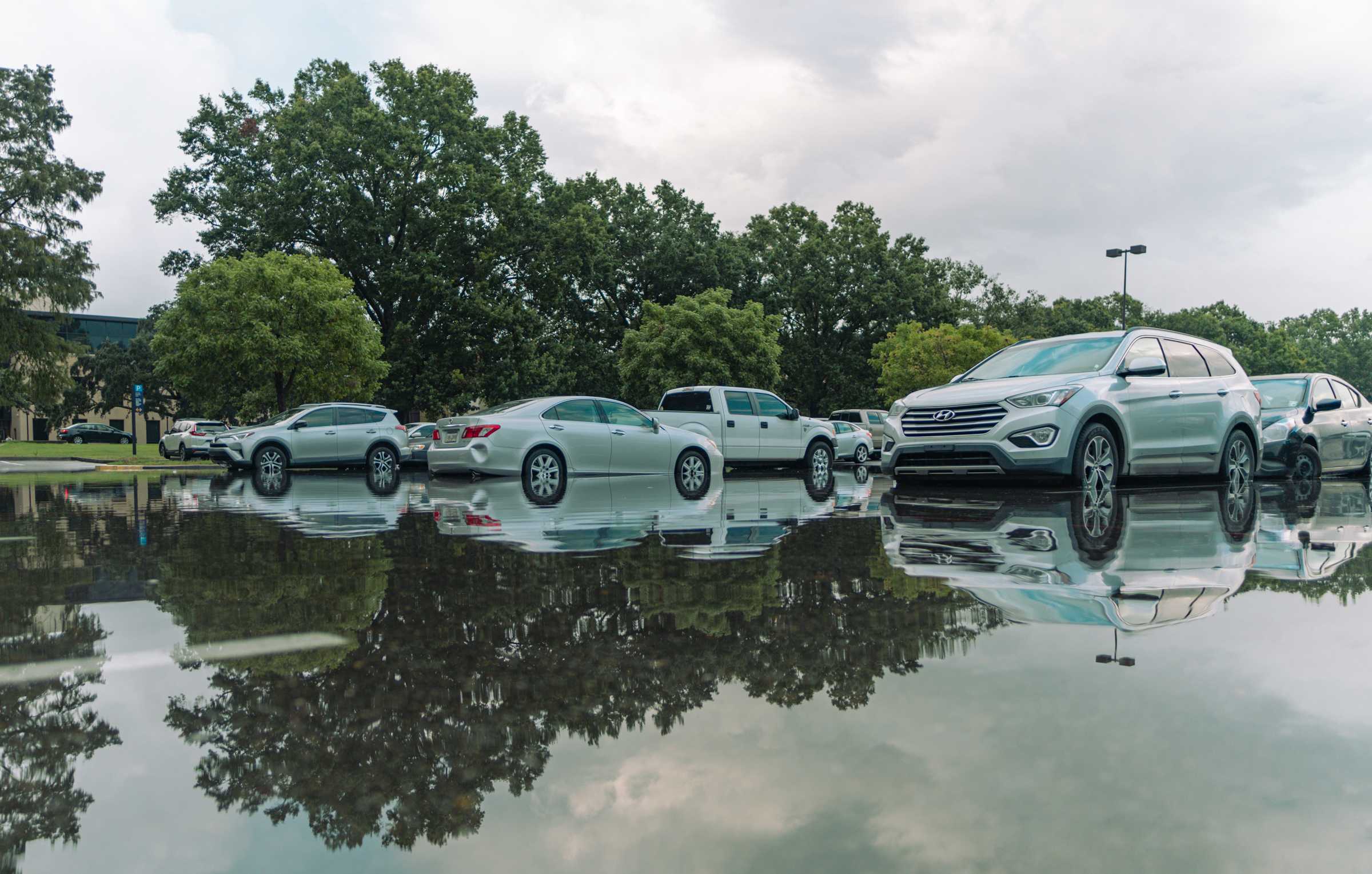 PHOTOS: Flooding from Tropical Depression Nicholas causes distress for students parked on campus