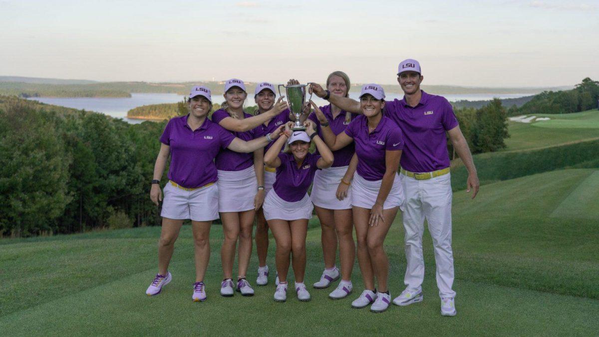 LSU Women&#8217;s Golf, defeated South Carolina Women&#8217;s Golf in match play for the inaugural Jackson T. Stephens Cup. Latanna Stone sunk the winning putt for the third point for the Tigers. Courtesy&#160;of the Jackson T. Stephens Cup website