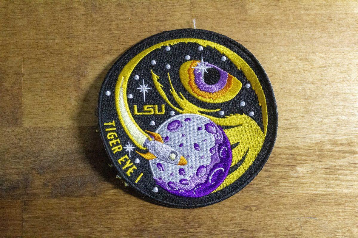 The Tiger Eye mission patch sits Thursday, Oct. 28, 2021, on a desk in Nicholson Hall.