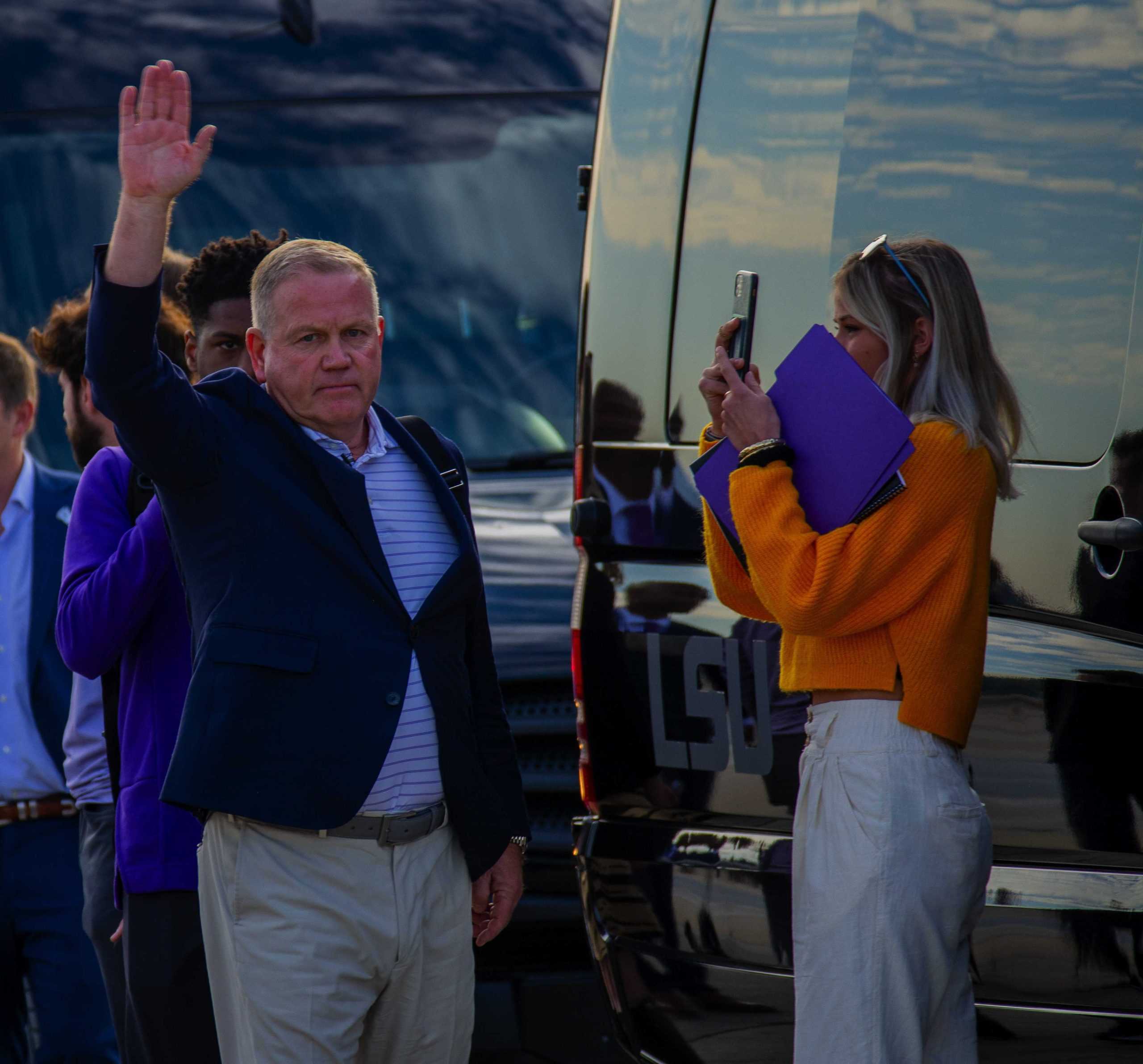 PHOTOS: Newly hired LSU football head coach Brian Kelly and family fly into Baton Rouge