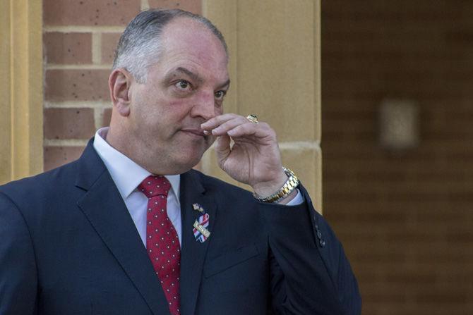 Gov. John Bel Edwards stands on the side on Wednesday, Jan. 31, 2018, at the William A. Brookshire Military &amp; Veterans Student Center Ribbon-Cutting Ceremony.