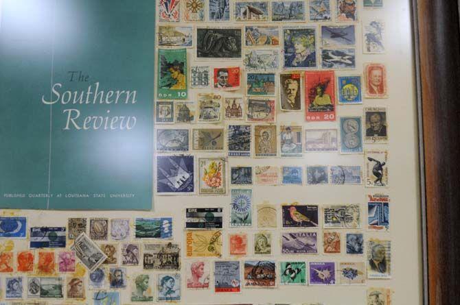 Stamp collection from submissions sent into The Southern Review, a quarterly magazine founded in 1935, printed by LSU press, co-founded by Robert Penn Warren, Cleanth Brooks, and Charles W. Pipkin.