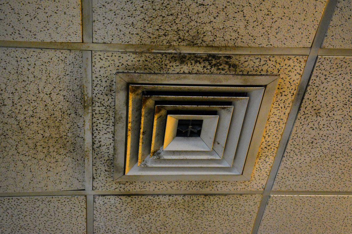 The entrance of the renewable natural resources building shows molding on the air vent Thursday, Jan. 13, 2022, on Ag Center Lane in Baton Rouge, La.