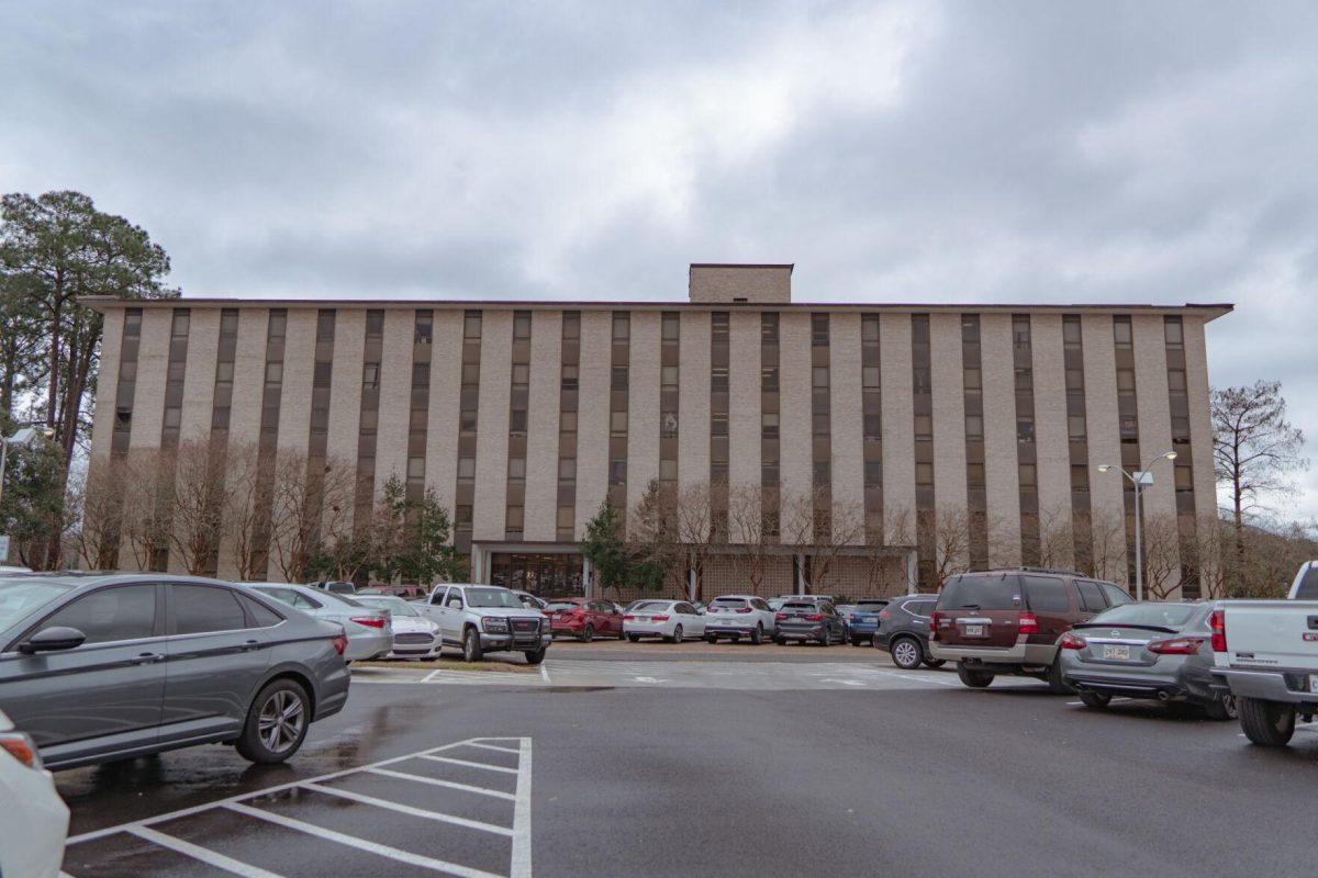 Herget Hall stands tall on Tuesday, Jan. 25, 2022, on Campus Lake Road in Baton Rouge, La.