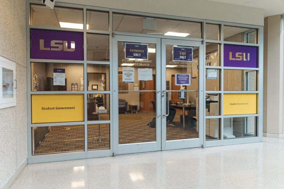 The LSU Student Government Office awaits visitors on Tuesday, Jan. 25, 2022, near the back entrance to the LSU Student Union on South Campus Drive in Baton Rouge, La.