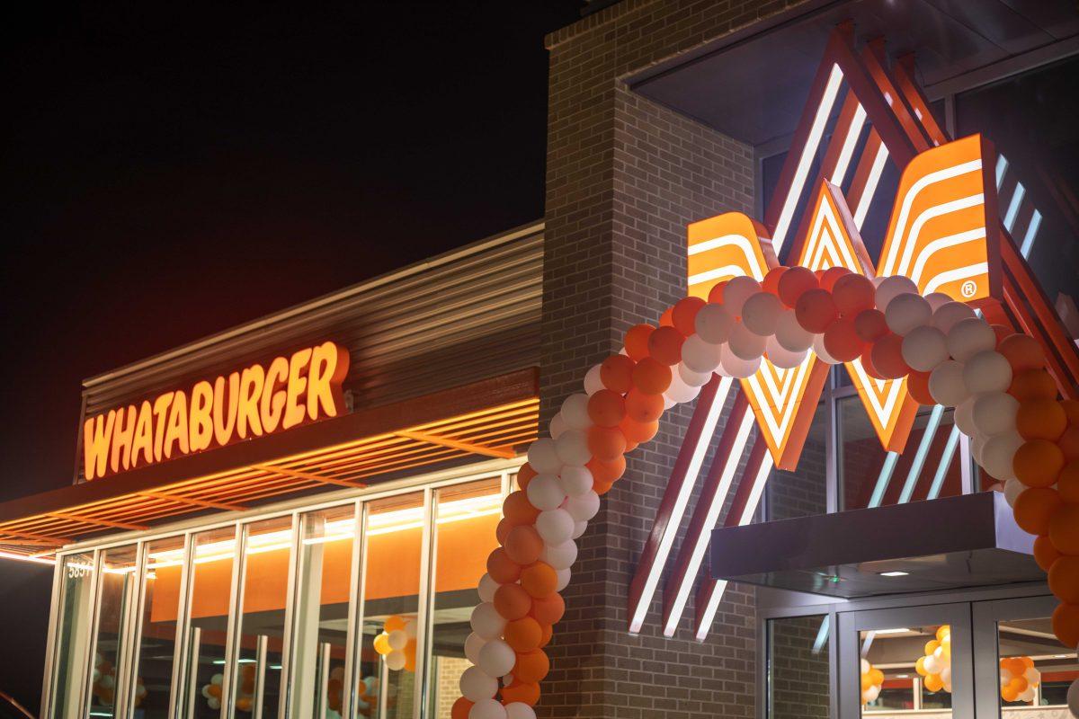 A balloon arch hangs over the entrance Tuesday, Jan. 18, 2022, at Whataburger on 5851 Creek Centre Dr. in Baton Rouge, La.