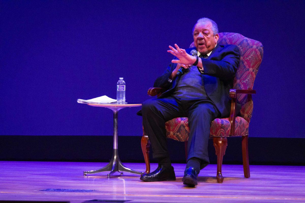 Civil Rights Leader David J. Dennis, Sr. answers questions from the audience Jan. 18, 2022, during the MLK Commemorative Keynote in the LSU Union Theater.