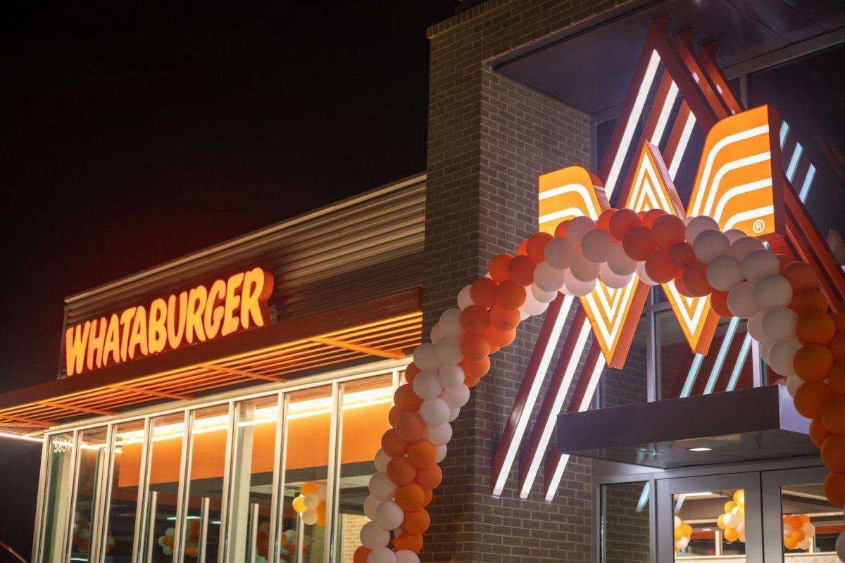 A balloon arch hangs over the entrance Tuesday, Jan. 18, 2022, at Whataburger on 5851 Creek Centre Dr. in Baton Rouge, La.