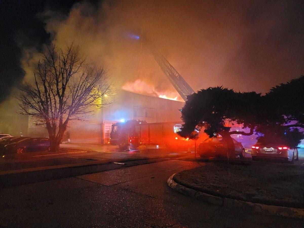 Baton Rouge firefighters respond to a large apartment fire at the Bradshaw Apartment Homes Friday night.&#160;