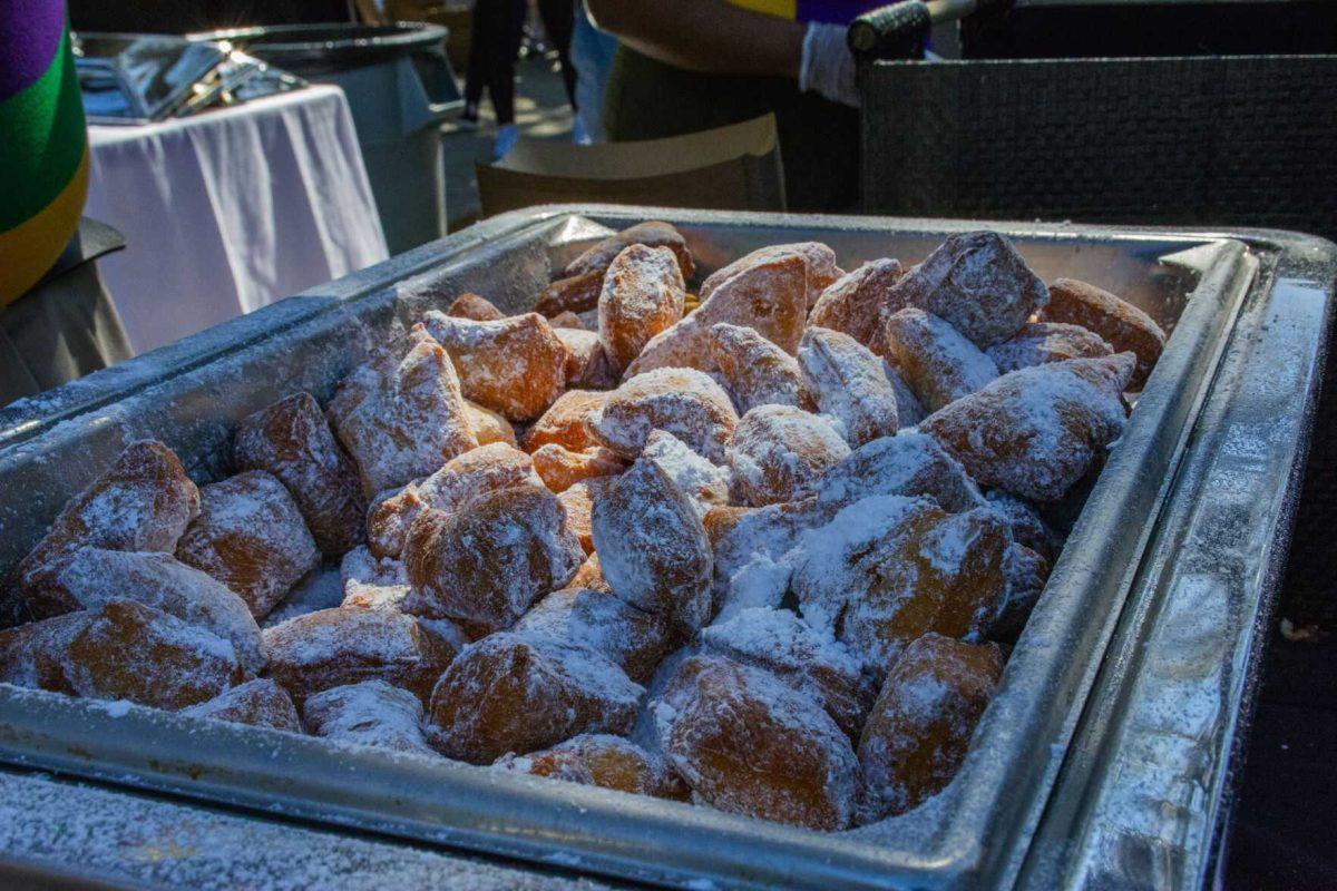 Beignets are ready to serve Wednesday, Feb. 9, 2022 during the LSU Student Activities Board Mardi Gras Mambo event on Tower Drive at LSU's campus in Baton Rouge, La.