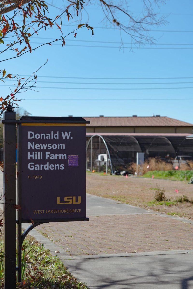 A sign shows the way to the gardens on Saturday, Feb. 5, 2022, at the LSU Hill Farm Gardens on South Campus Drive in Baton Rouge, La.