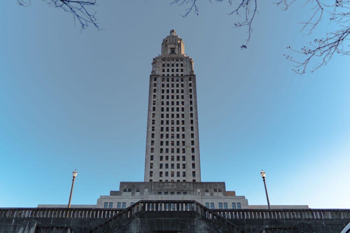 The Louisiana State Capitol rises into the sky on Sunday, Feb. 6, 2022, at 900 North Third Street in Baton Rouge, La.