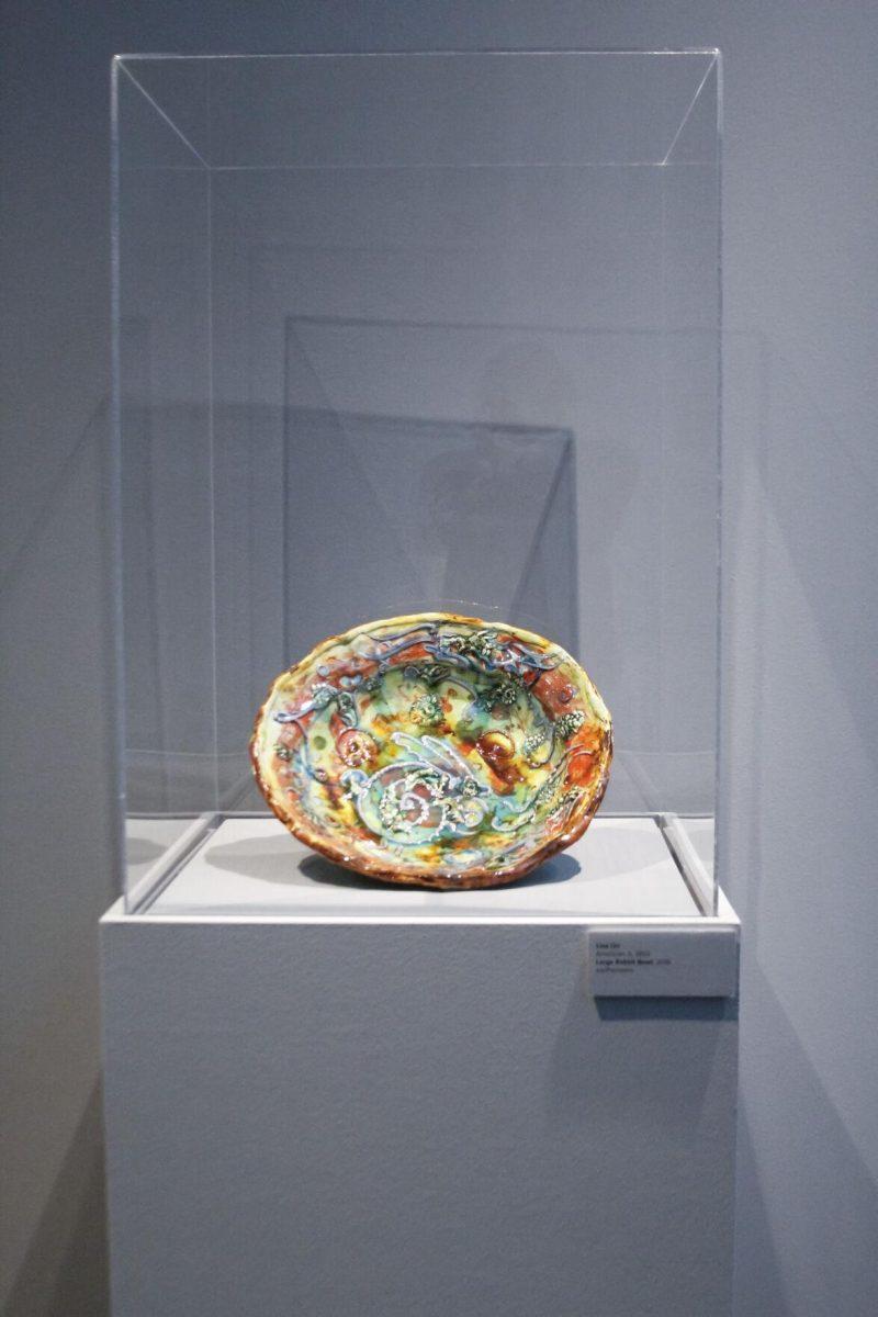 The "Large Rabbit Bowl" by Lisa Orr sits in the exihibit Saturday, Feb. 12, 2022, at the LSU Musuem of Art on Lafayette Street in Baton Rouge, La.