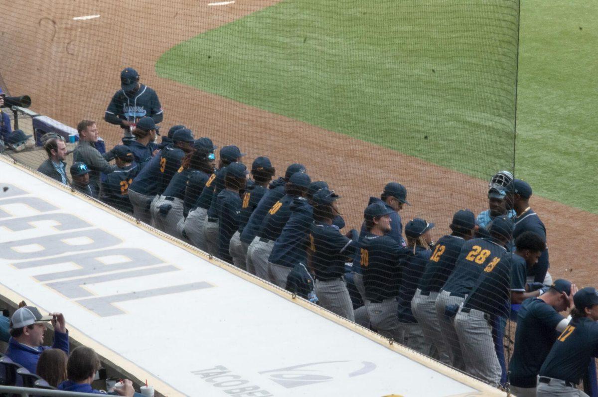 Southern University's baseball team watches from the dugout Saturday, Feb. 26, 2022, during the Tigers' 9-2 win against Southern University at Alex Box Stadium in Baton Rouge, La.