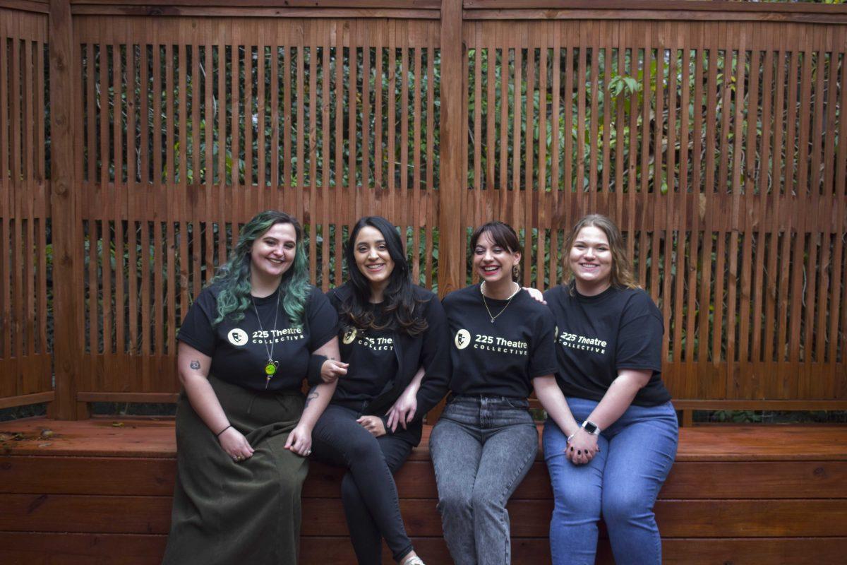 Pictured from left to right: Co-founder Victoria Brown, founder Stephanie Bartage, Jordan Hebert, and Ashley Schmid. The 225 Theatre Collective team smiles for a group photo Friday, Feb. 4, 2022.