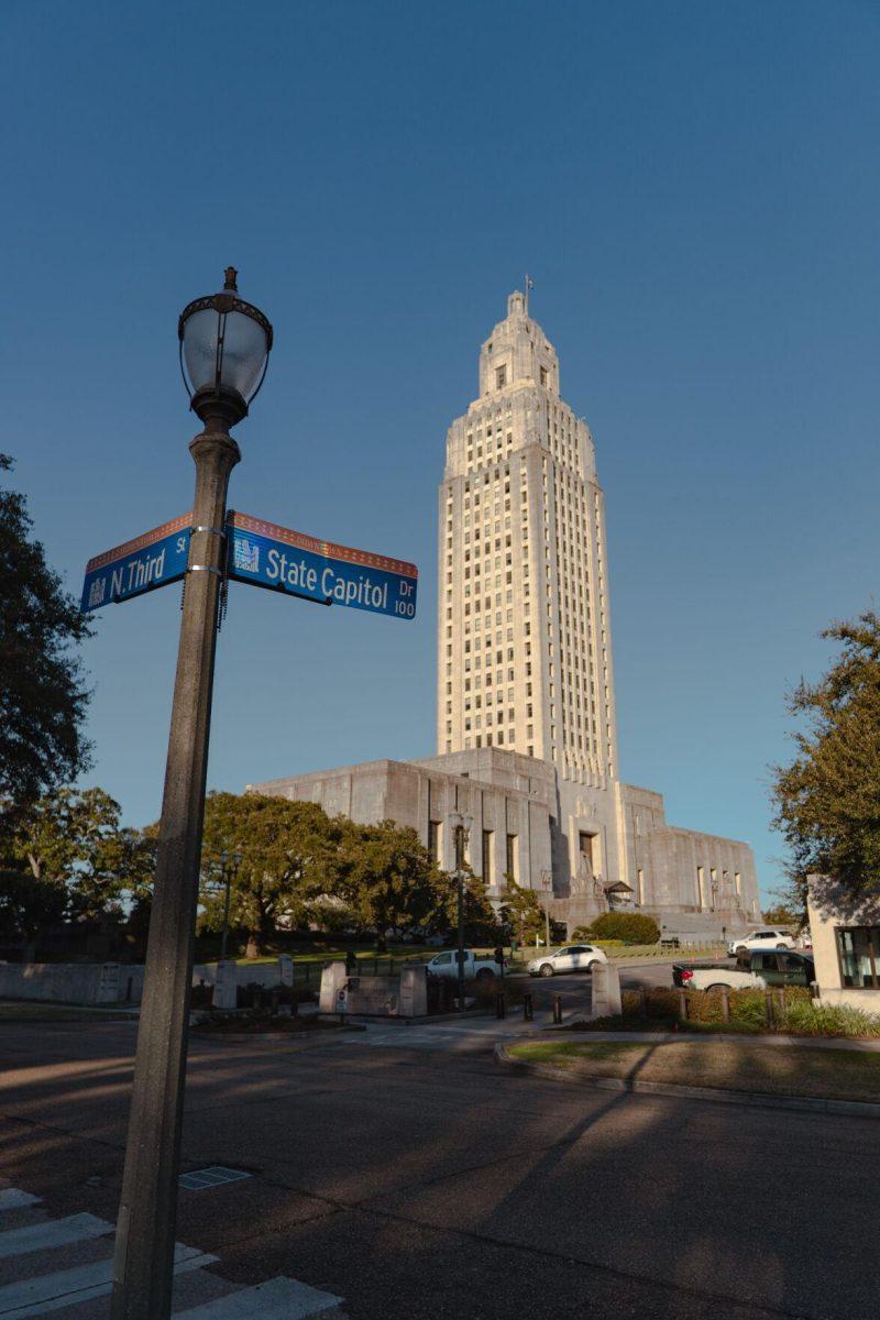 A street sign stands on Sunday, Feb. 6, 2022, at the corner of North Third Street and State Capitol Drive near the State Capitol in Baton Rouge, La.