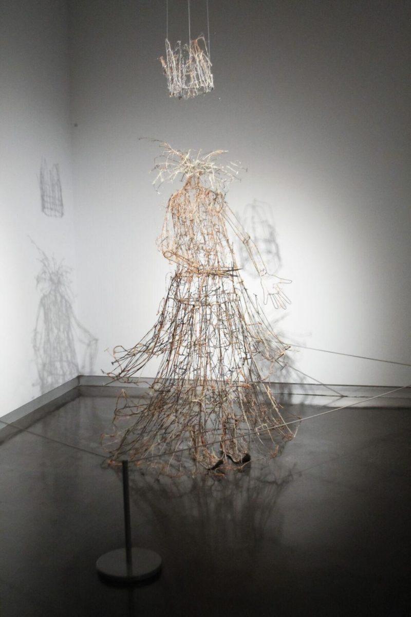 "Word Queen of Itchy Water With Suspended Crown" by Lesley Dill sits in the exihibit Saturday, Feb. 12, 2022, at the LSU Musuem of Art on Lafayette Street in Baton Rouge, La.