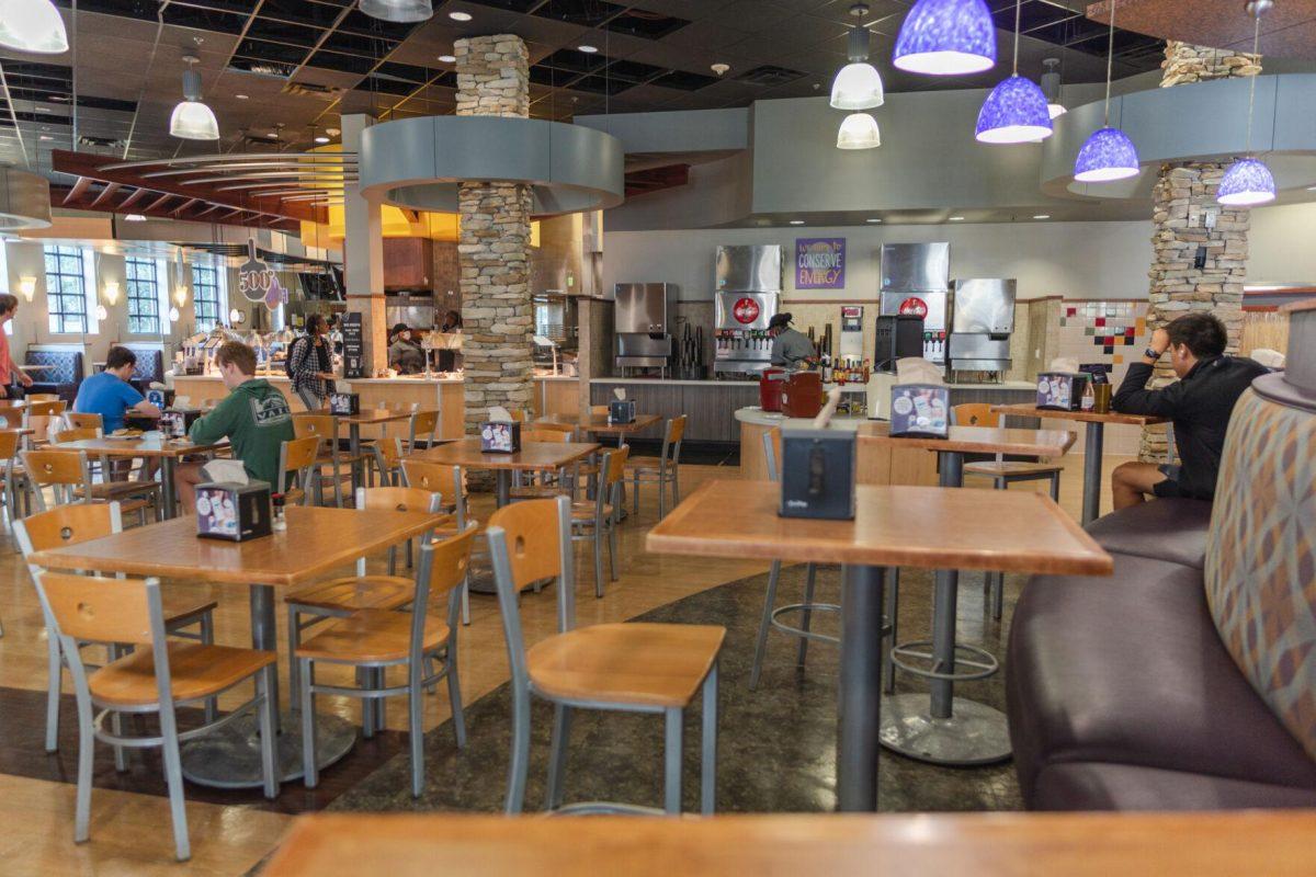 Students enjoy lunch on Wednesday, Feb. 23, 2022, inside the 459 Commons Dining Hall on Campus Lake Road in Baton Rouge, La.