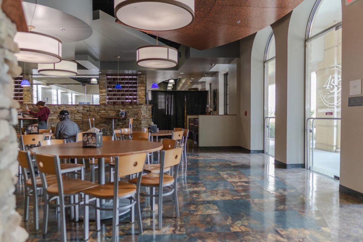 Students and staff eat lunch on Wednesday, Feb. 23, 2022, inside the 459 Commons Dining Hall on Campus Lake Road in Baton Rouge, La.