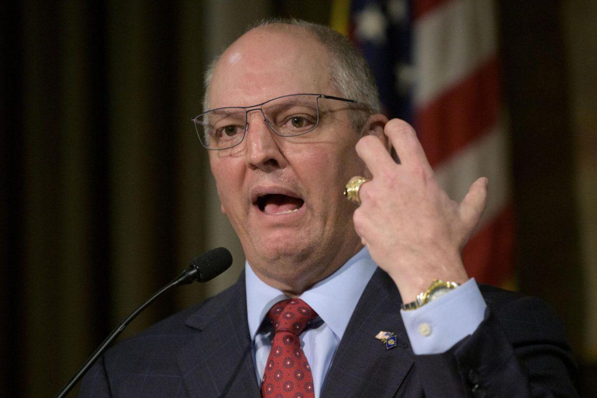 Louisiana Gov. John Bel Edwards speaks about the investigation into the death of Ronald Greene in Baton Rouge, La., Tuesday, Feb. 1, 2022. (AP Photo/Matthew Hinton)