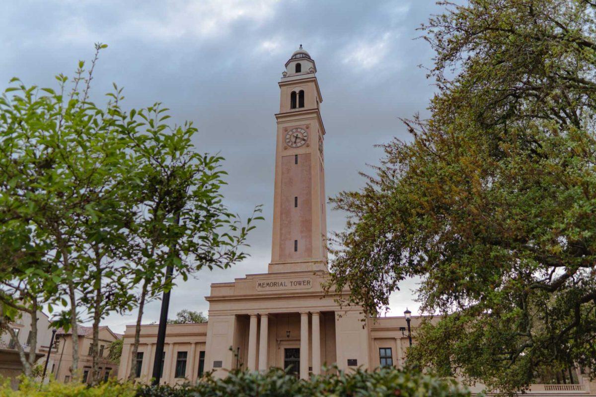 Memorial Tower rises into the sky on Tuesday, March 22, 2022, on Tower Drive in Baton Rouge, La.