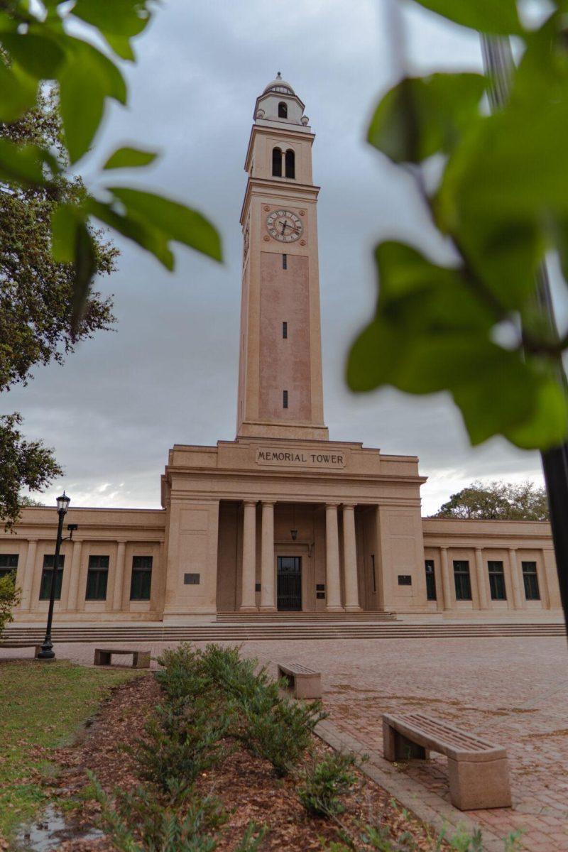 Memorial Tower rises into the sky on Tuesday, March 22, 2022, on Tower Drive in Baton Rouge, La.