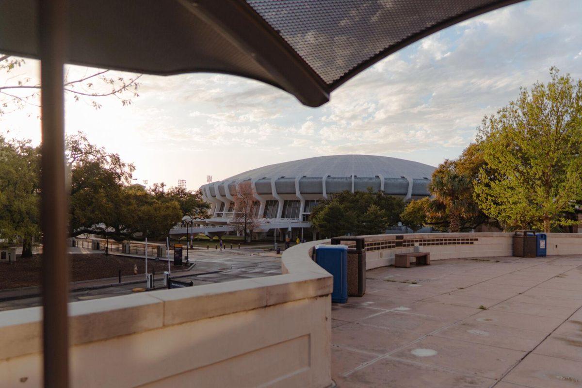 The Sun shines on the Pete Maravich Assembly Center on Tuesday, March 22, 2022, on North Stadium Drive in Baton Rouge, La.