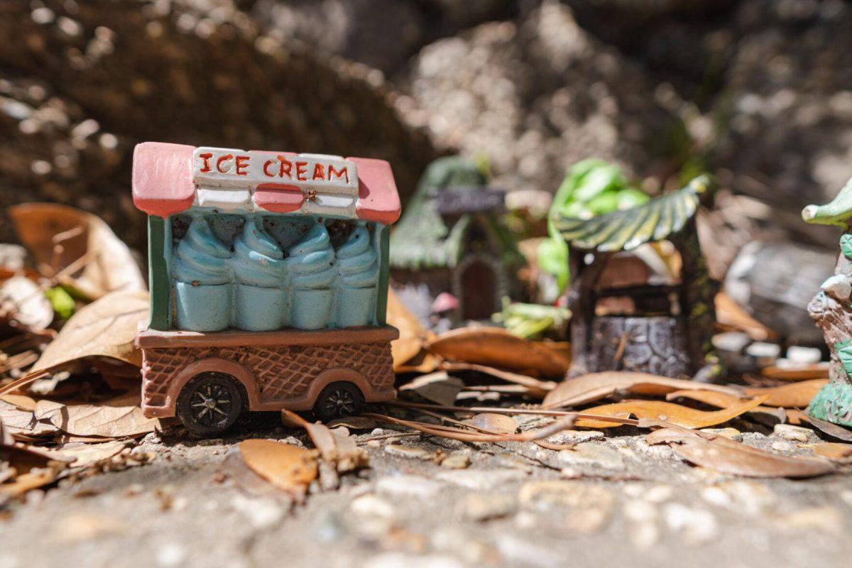 An ice cream stand and its invisible owner await customers on Thursday, March 24, 2022, in the Fairy Garden on LSU&#8217;s campus in Baton Rouge, La.