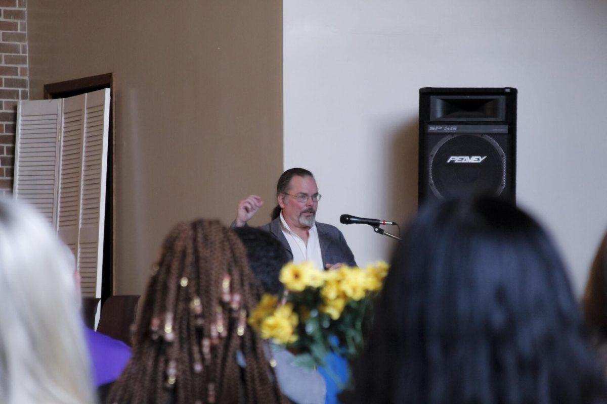 Dr. Leonard Ray speaks to the crowd Friday, March 4, 2022 at the for the Ukraine supoort event at the LSU International Cultural Center on Dalrymple Drive in Baton Rouge, La.