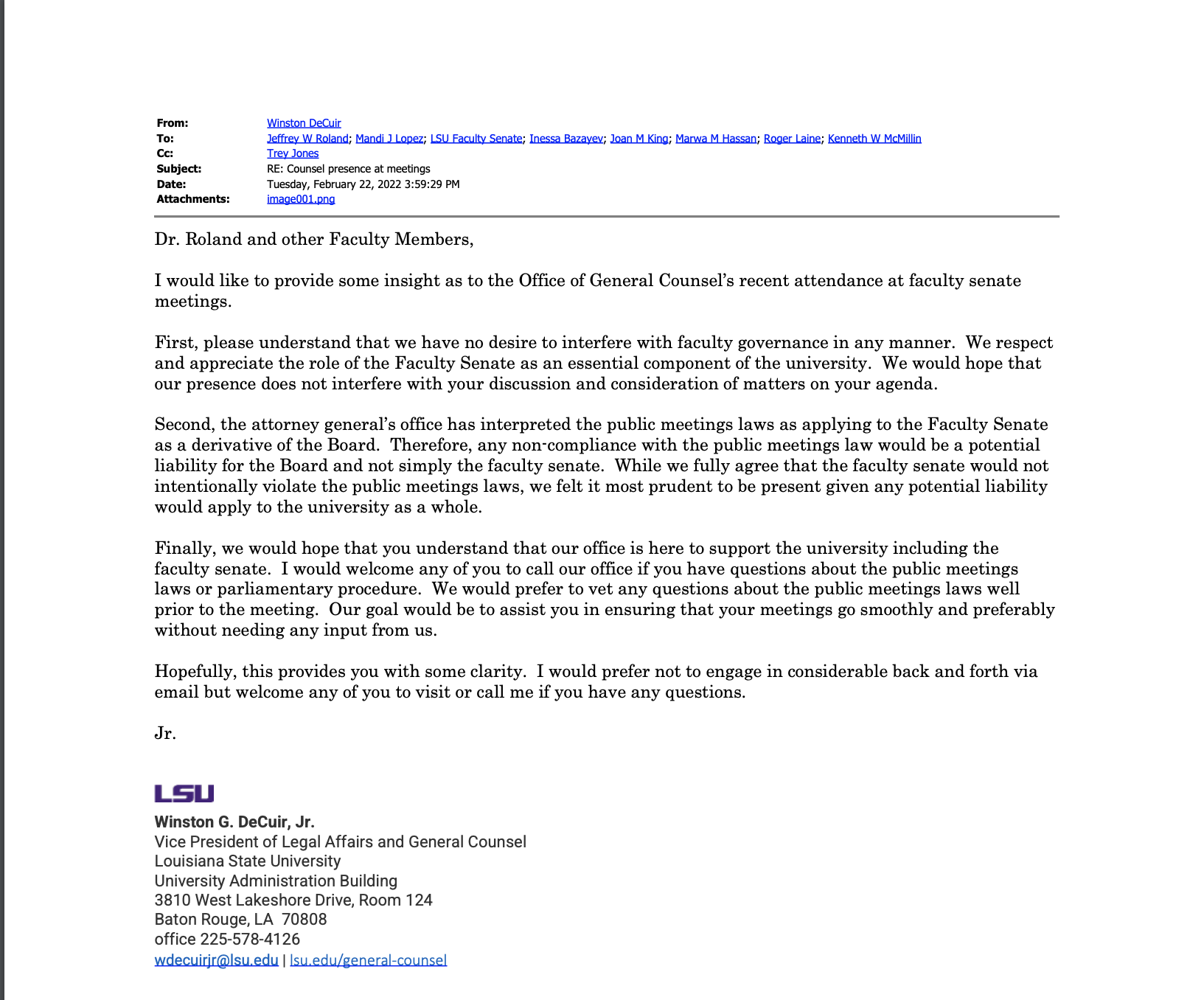 LSU faculty representative bodies have been violating Louisiana's open meetings law for decades