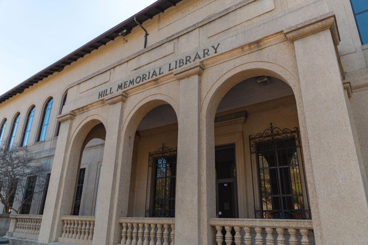 Hill Memorial Library stands tall on Friday, March 25, 2022, on Field House Drive in Baton Rouge, La.