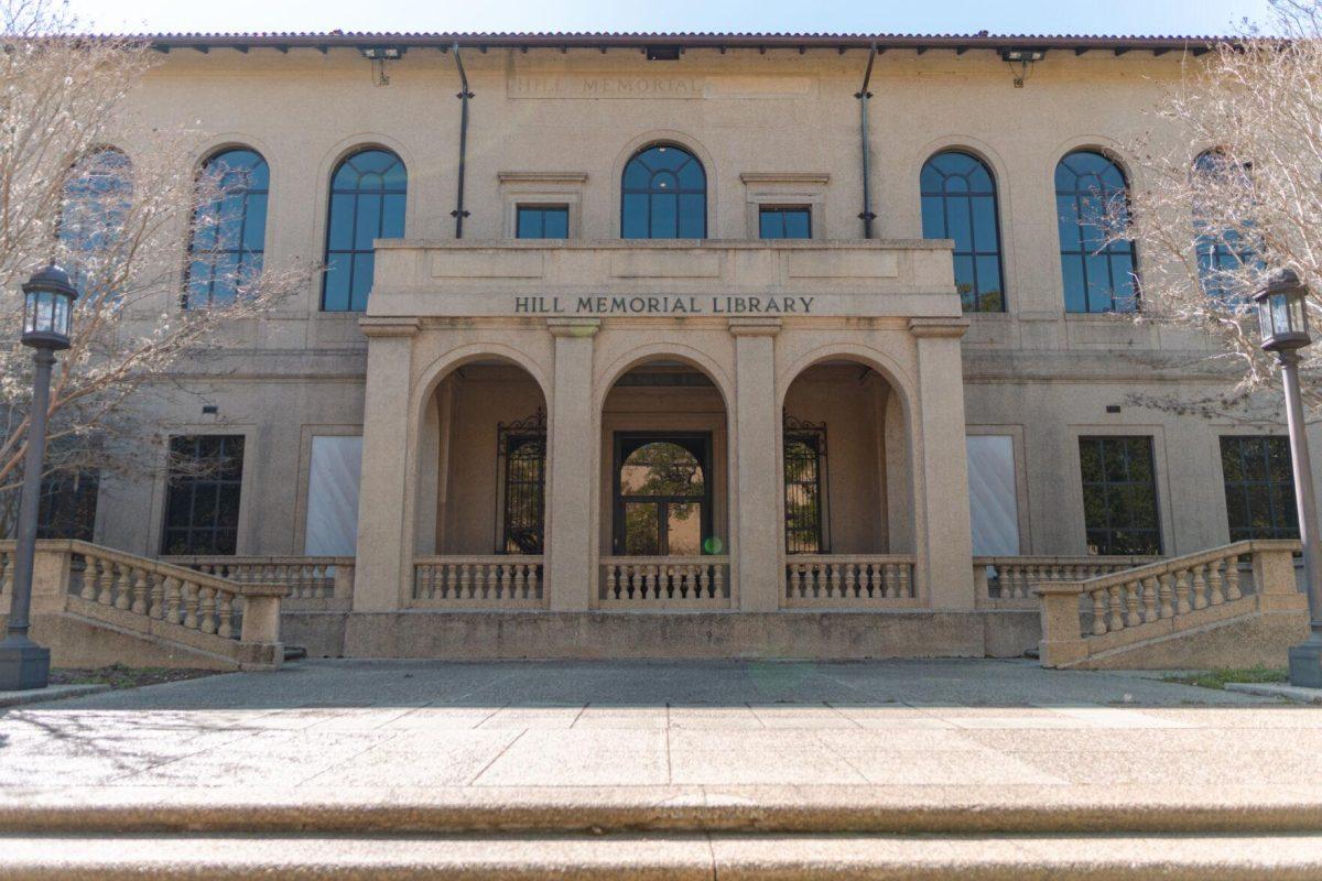 Hill Memorial Library stands tall on Friday, March 25, 2022, on Field House Drive in Baton Rouge, La.