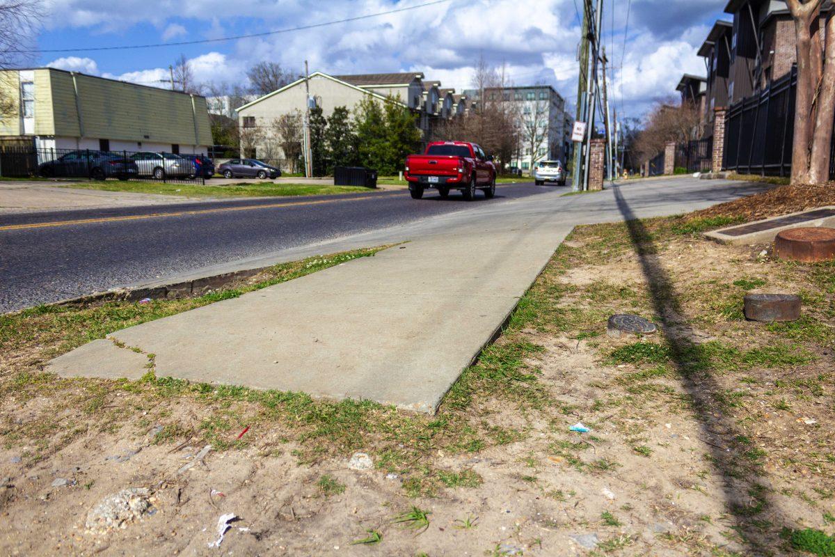 A sidewalk ends Sunday, March 6, 2022, near the intersection of East Boyd Drive and Burbank Drive.