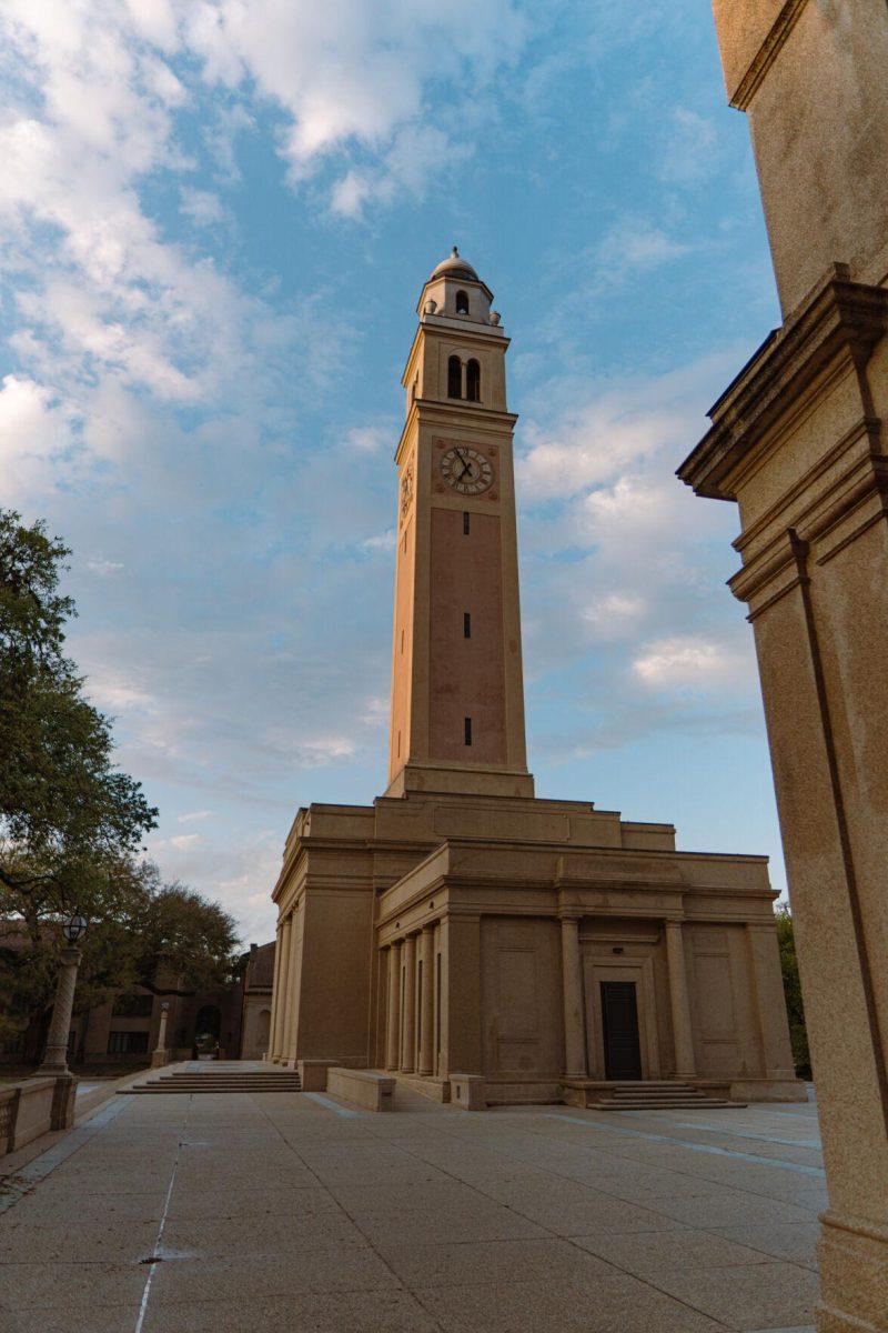 Memorial Tower rises into the sky on Tuesday, March 22, 2022, on Tower Drive in Baton Rouge, La.