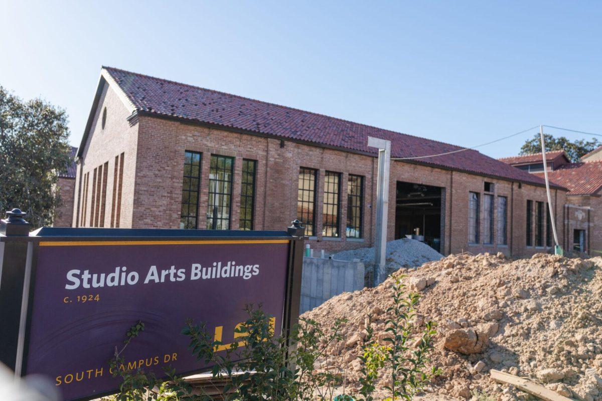 Renovations occur on Sunday, March 20, 2022, at the LSU Studio Arts Buildings on South Campus Drive in Baton Rouge, La.