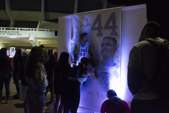 Friends, family and students gather for Wayde Sims' vigil outside of the PMAC on Tuesday, Oct. 2, 2018.