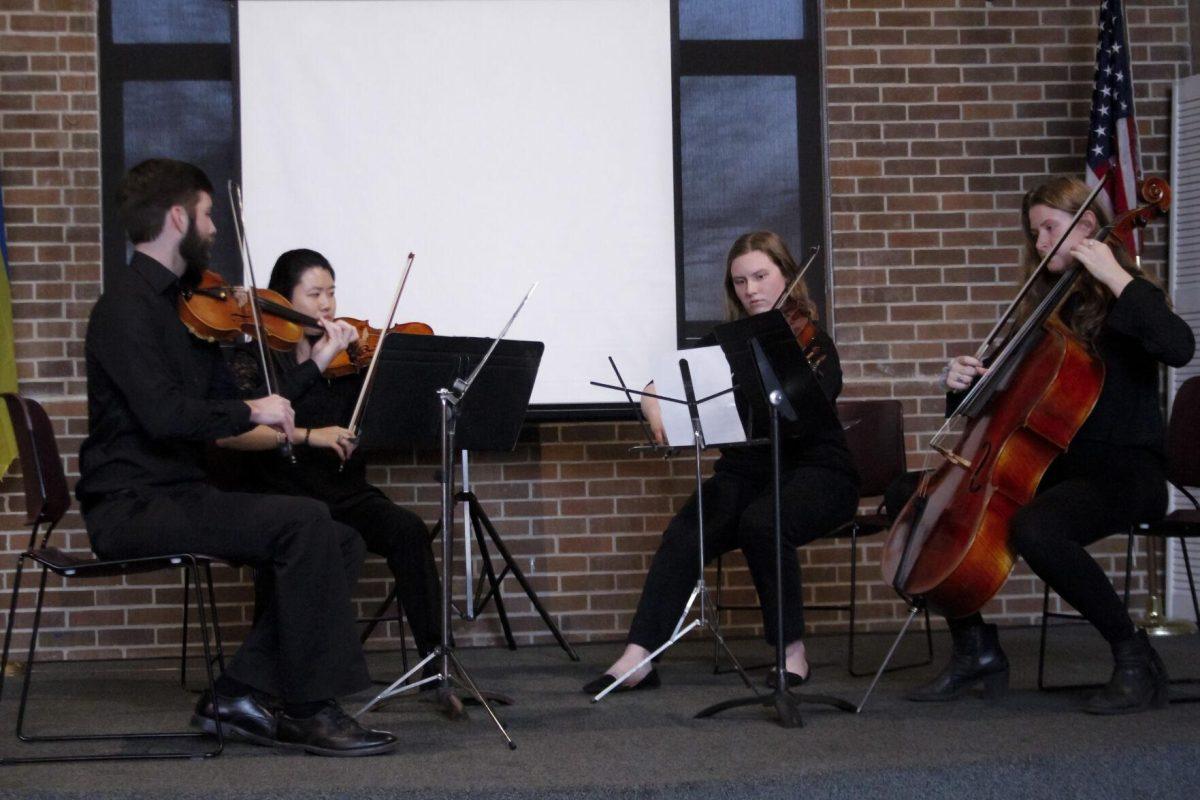 The violinsts play during intermission Friday, March 4, 2022 at the for the Ukraine supoort event at the LSU International Cultural Center on Dalrymple Drive in Baton Rouge, La.