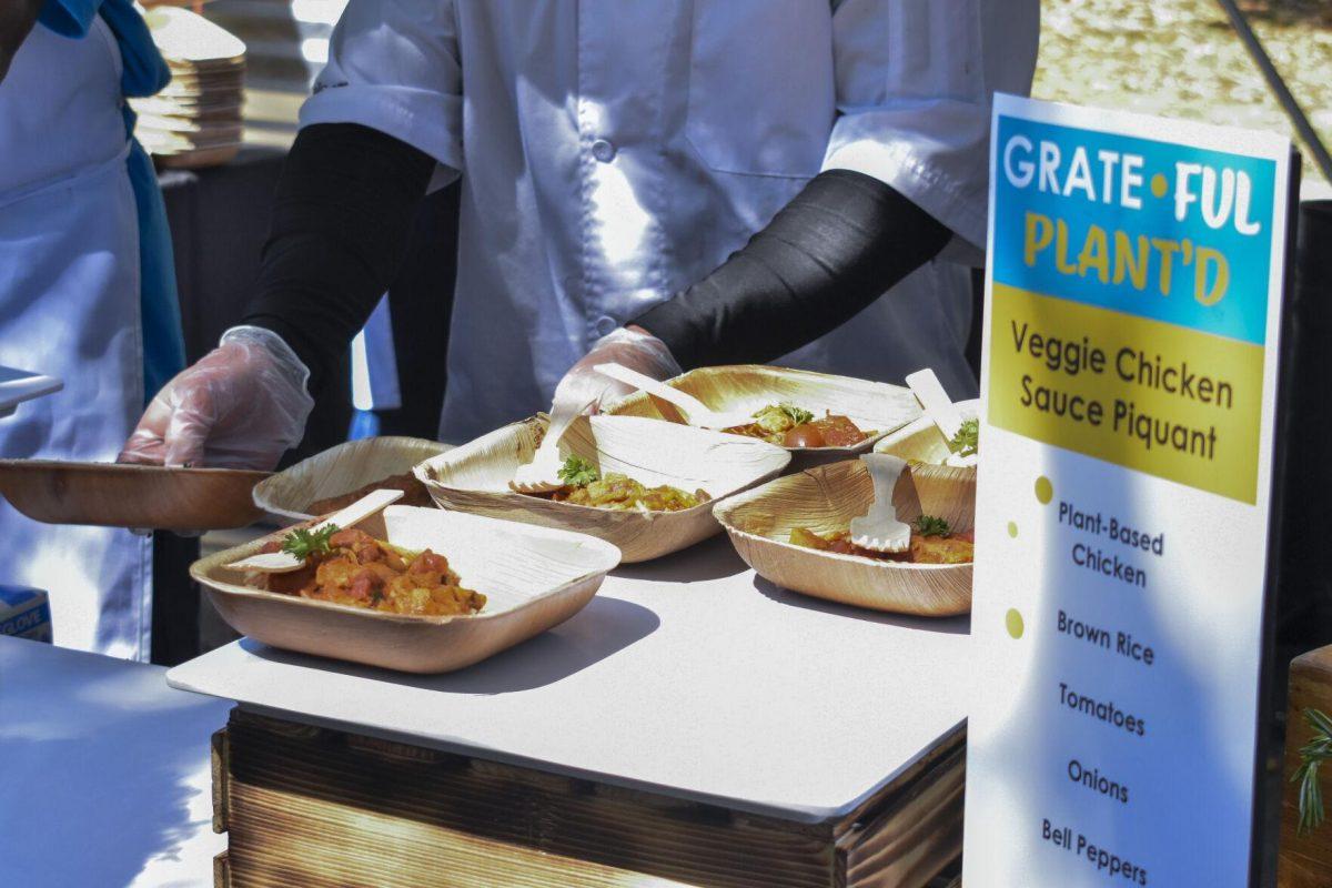 Sponsors set out food on a table Wednesday, April 27, 2022, during the Grateful for Spring event on Tower Drive in Baton Rouge, Louisiana.