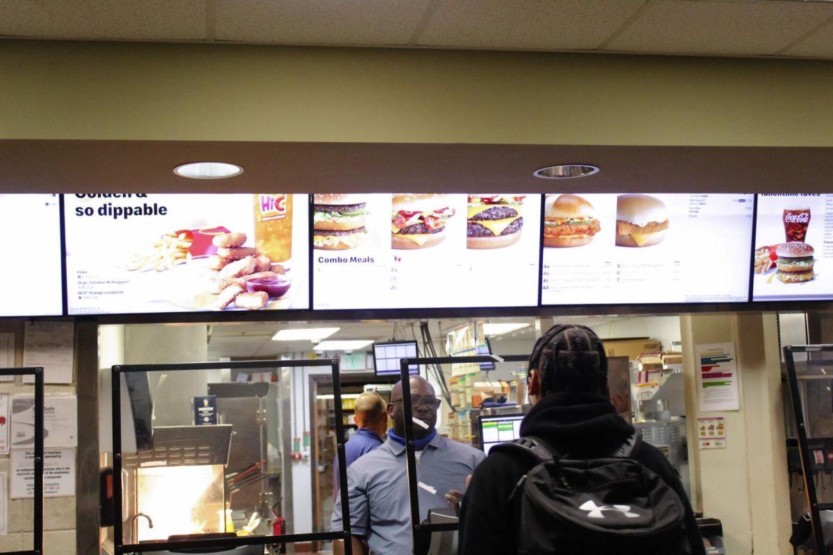 The menu items at McDonald's sit while a student orders on Friday, April 8, 2022, at the LSU Student Union in Baton Rouge, La.