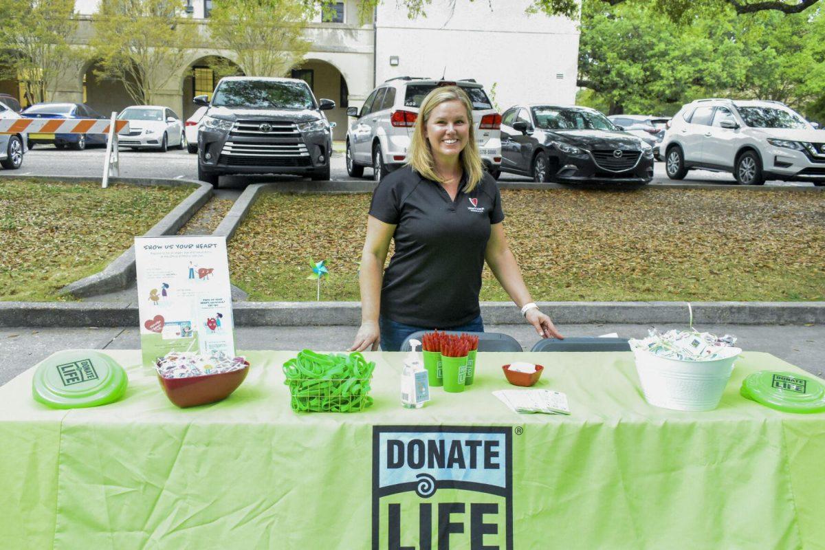 A Donate Life representative poses for a picture Monday, April 11, 2022, on Tower Drive in Baton Rouge, Louisiana.