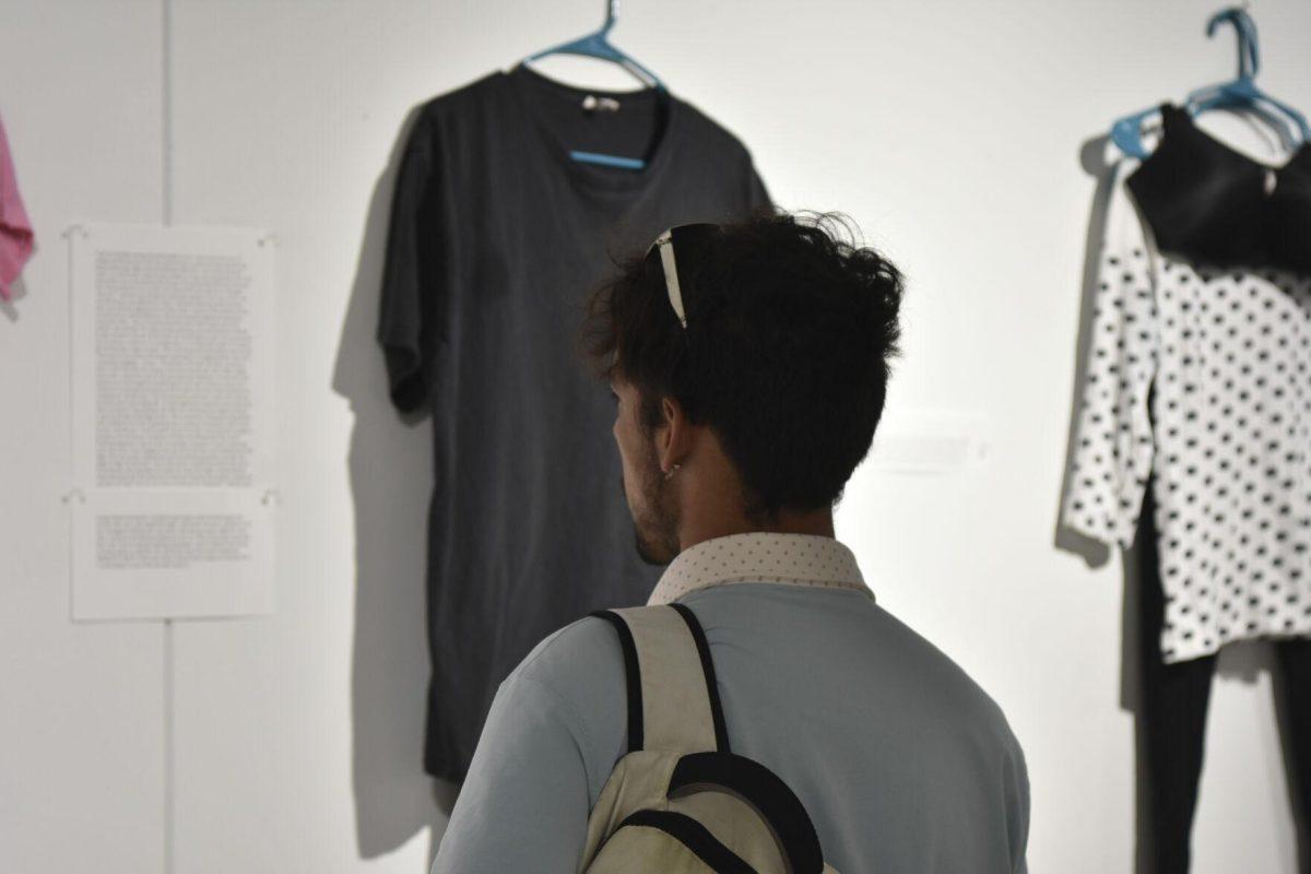 A visitor visits the &#8220;What I Wore&#8221; Exhibit Wednesday, April 6, 2022, in the Art Gallery of the LSU Student Union in Baton Rouge, Louisiana.