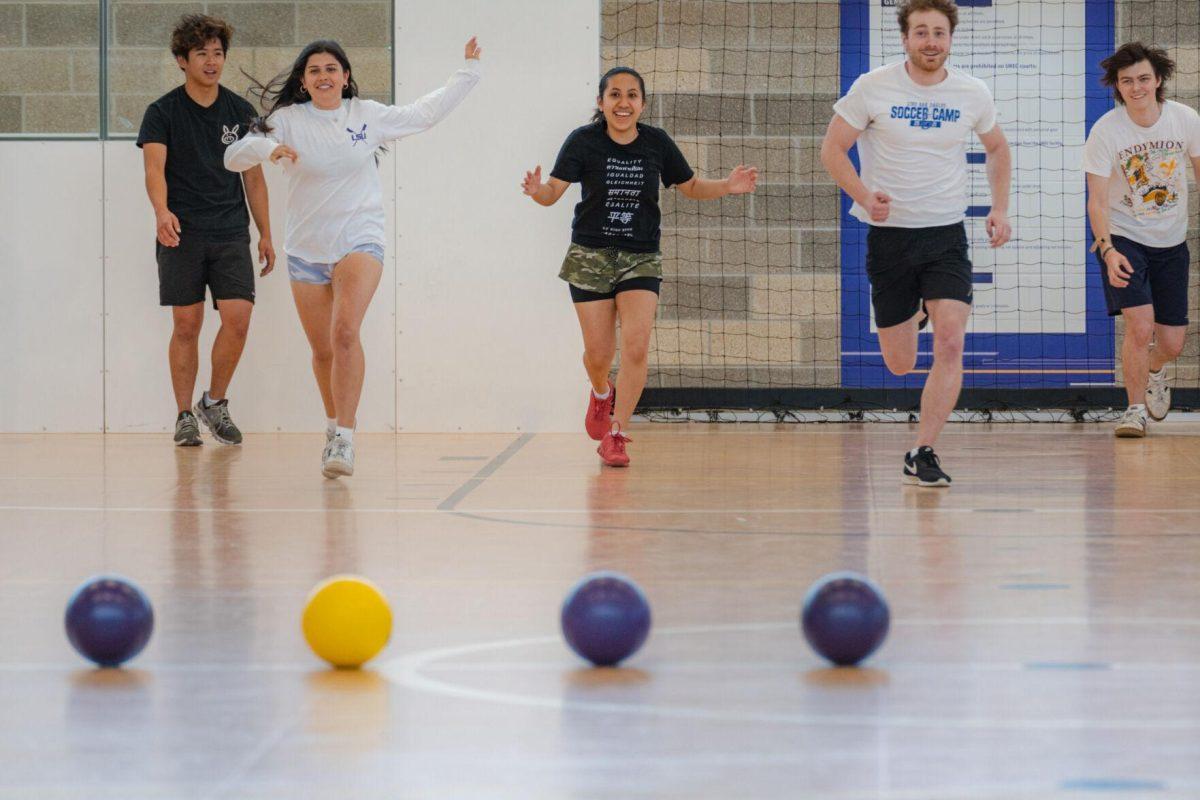 Gabby, doing a zombie run, heads toward the balls.