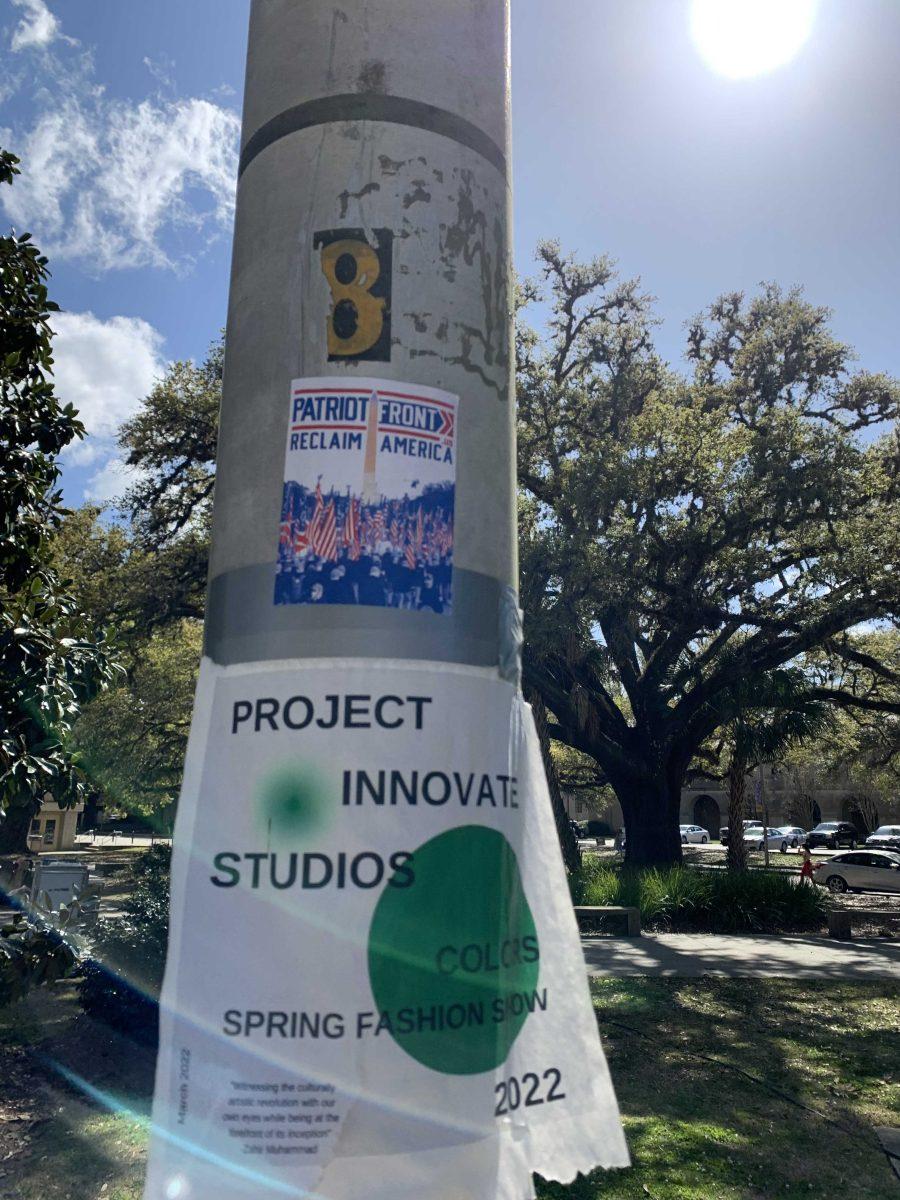 A sticker belonging to the far-right white supremacist group Patriot Front spotted near the Union.&#160;